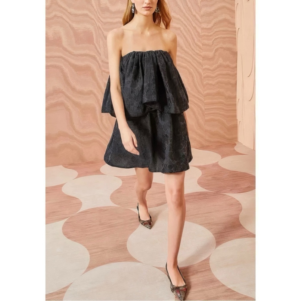 NWT Ulla Johnson Mini Silk-Blend Strapless Black Oui Dress